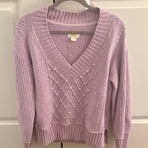 Anthropologie Lavender V-Neck Sweater